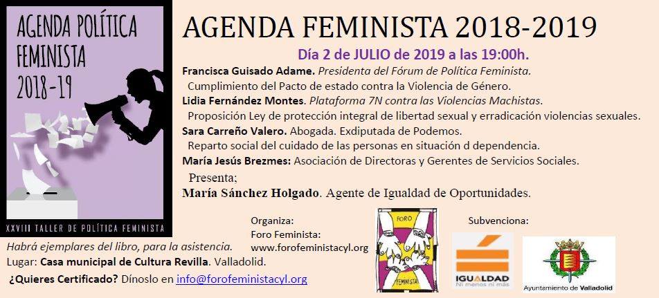 PRESENTACIÓN del libro "AGENDA POLÍTICA FEMINISTA 2018-2019"