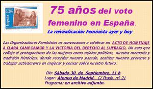 75 años del voto femenino  en España. La reivindicación feminista ayer y hoy 
