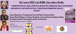 PRESENTACION LIBRO: EXISTE EL BIENESTAR PARA LAS MUJERES?. PACTO DE ESTADO CONTRA LA VIOLENCIA MACHISTA